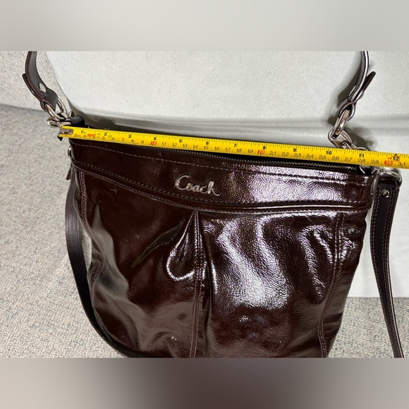 Coach Ashley Chocolate Brown Patent Leather Crossbody-Silver Hardware - Picture 10 of 16